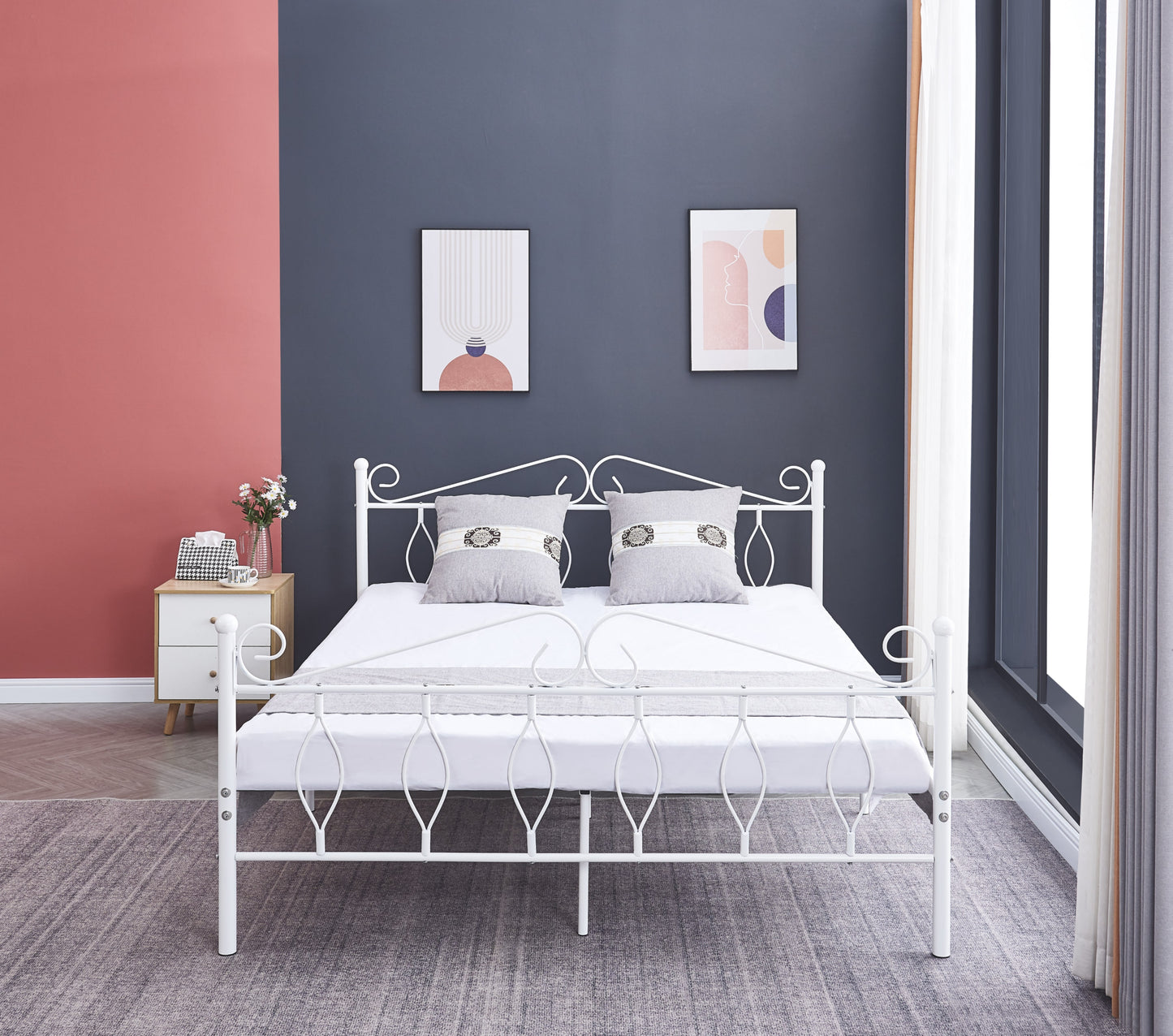 Lit en métal blanc « Julie » – Design élégant et robuste