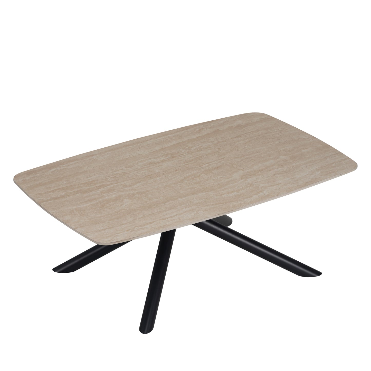 Table Basse Nysa – Pieds en Métal Noir & Plateau en Céramique 120x70x45 cm