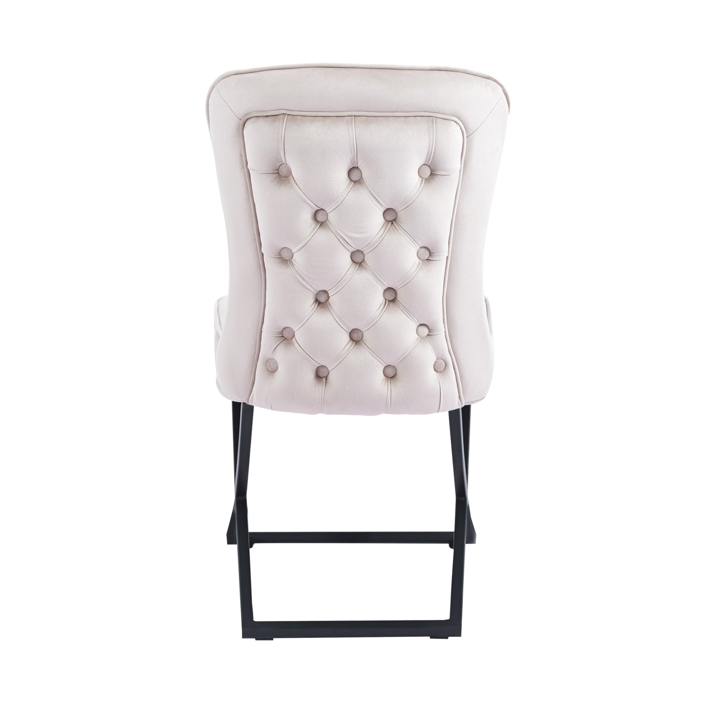 Chaise Gabrielle en Velours Beige avec Pieds Métal Noir – Confort et Élégance