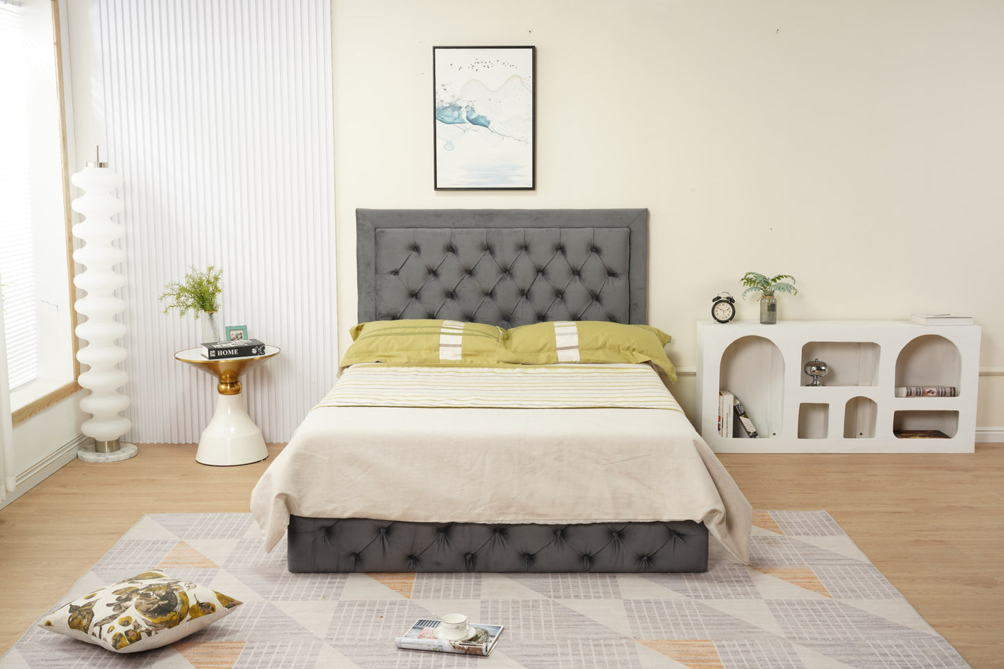 Cadre de lit Roma 160x200 cm en velours – design élégant, vendu sans sommier