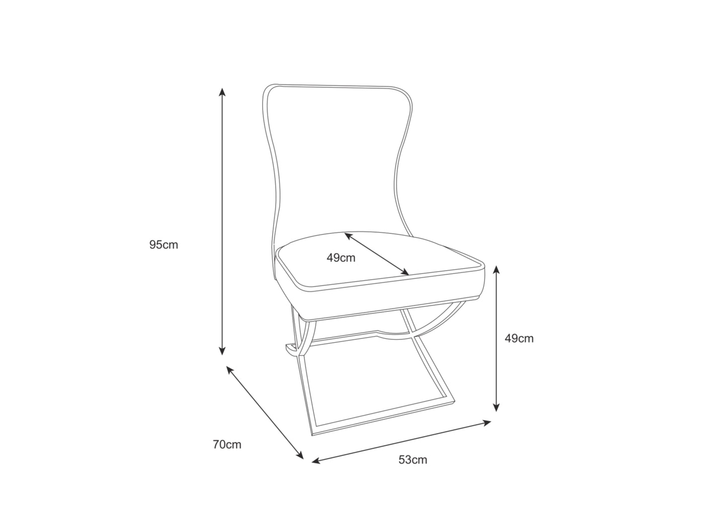 Chaise Gabrielle en Velours Anthracite avec Pieds Chrome