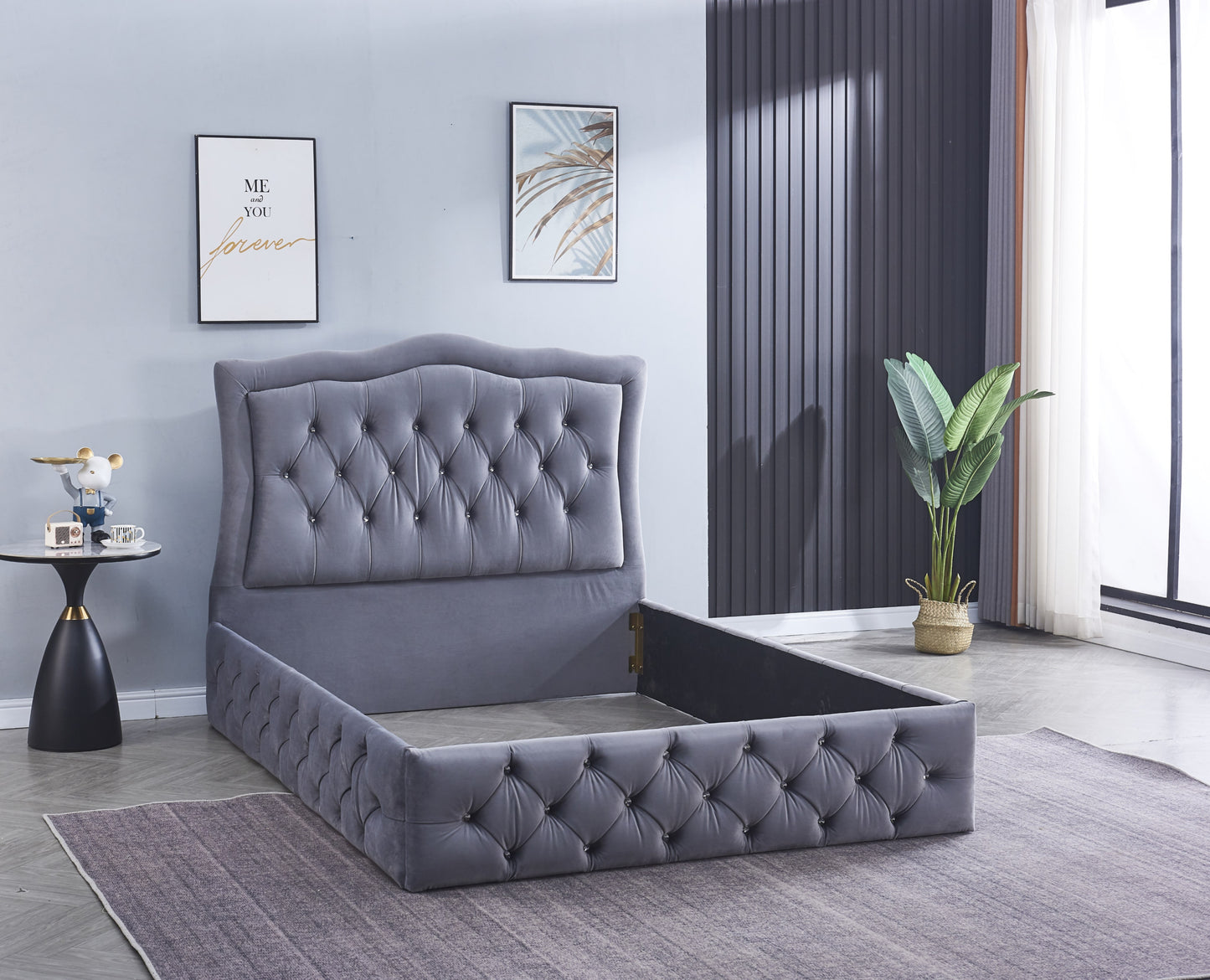 Cadre de lit Trend 160x200 cm en velours élégant – vendu sans sommier