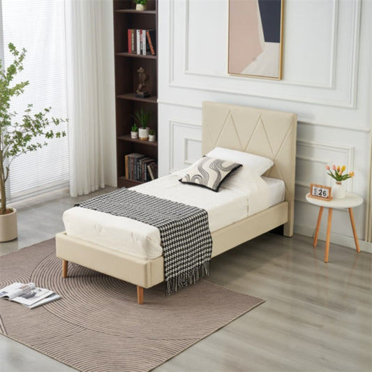 Lit Double Square – Pieds Bois 90x190 cm