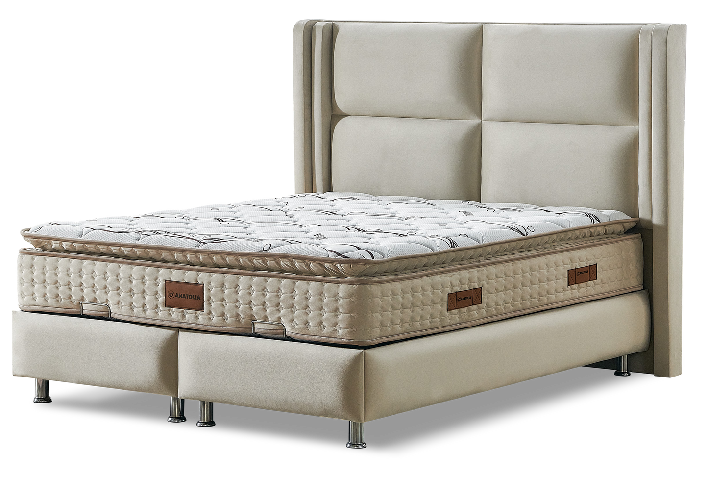 Lit « Saphir » double coffre – Design Élégant et Confort Absolu