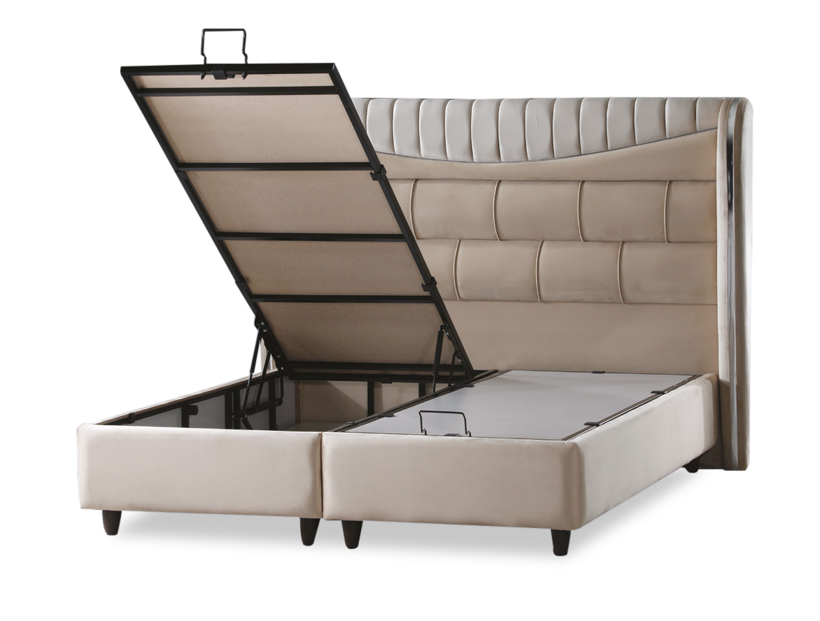 Lit Armani double coffre en velours avec design contemporain et confort optimal