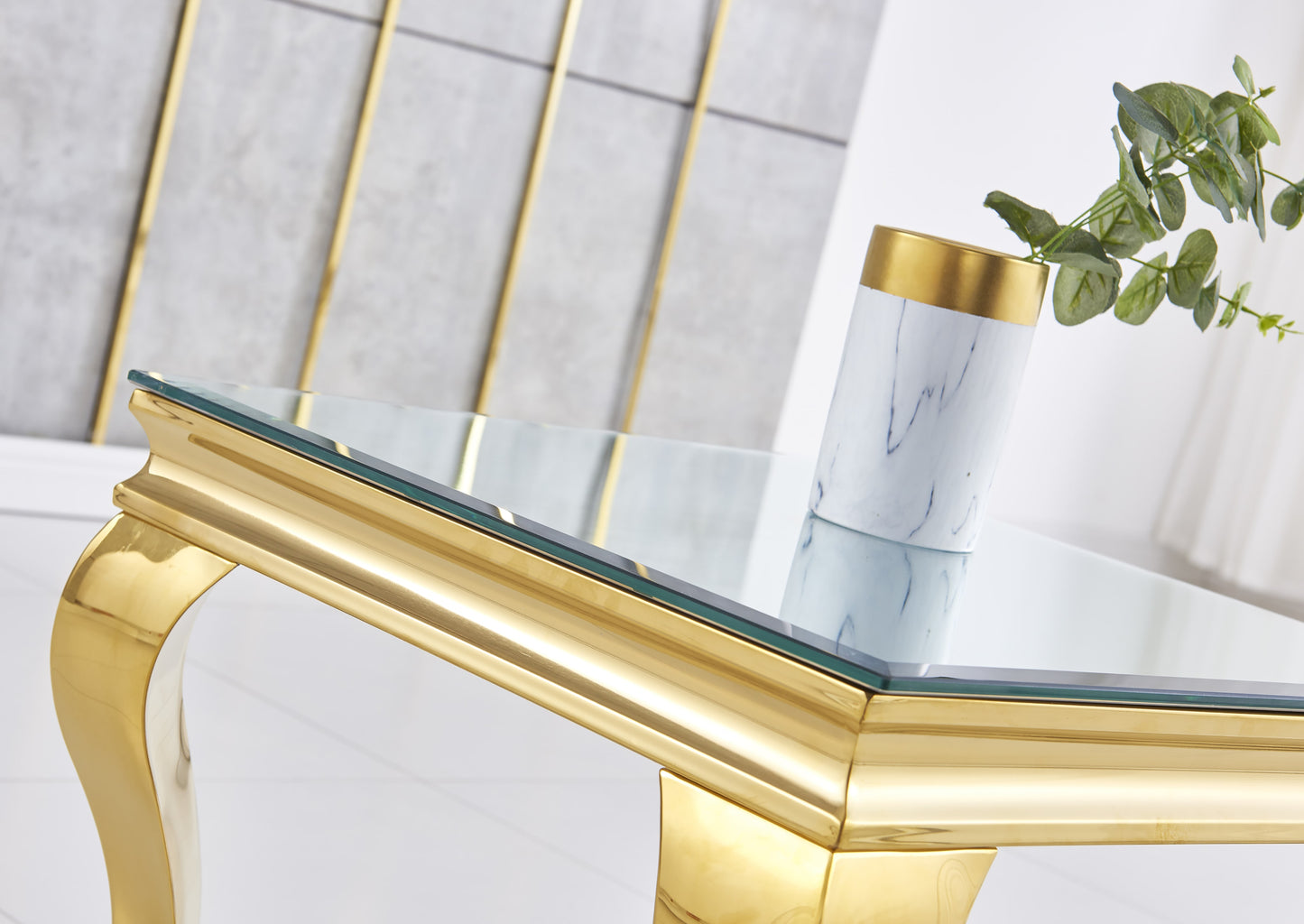Guéridon Baroque Gold – Plateau Miroir 50x50 cm