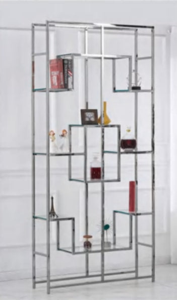 Étagère Richmont – PiedsChrome & Plateaux Transparants 100x30x180 cm
