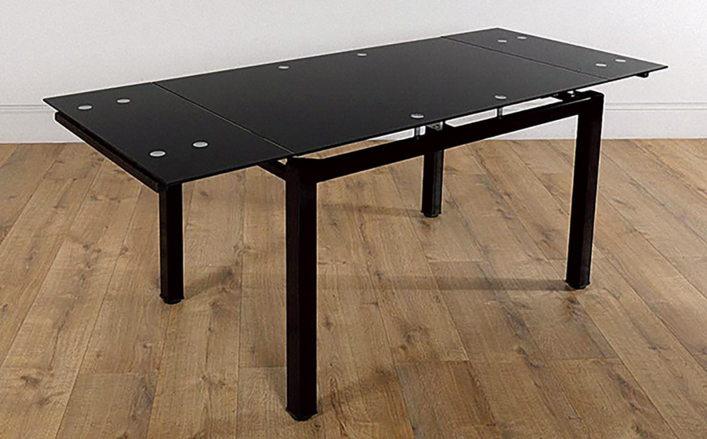 Table extensible Bora – Pieds noirs et plateau noir 110/170x70x75 cm