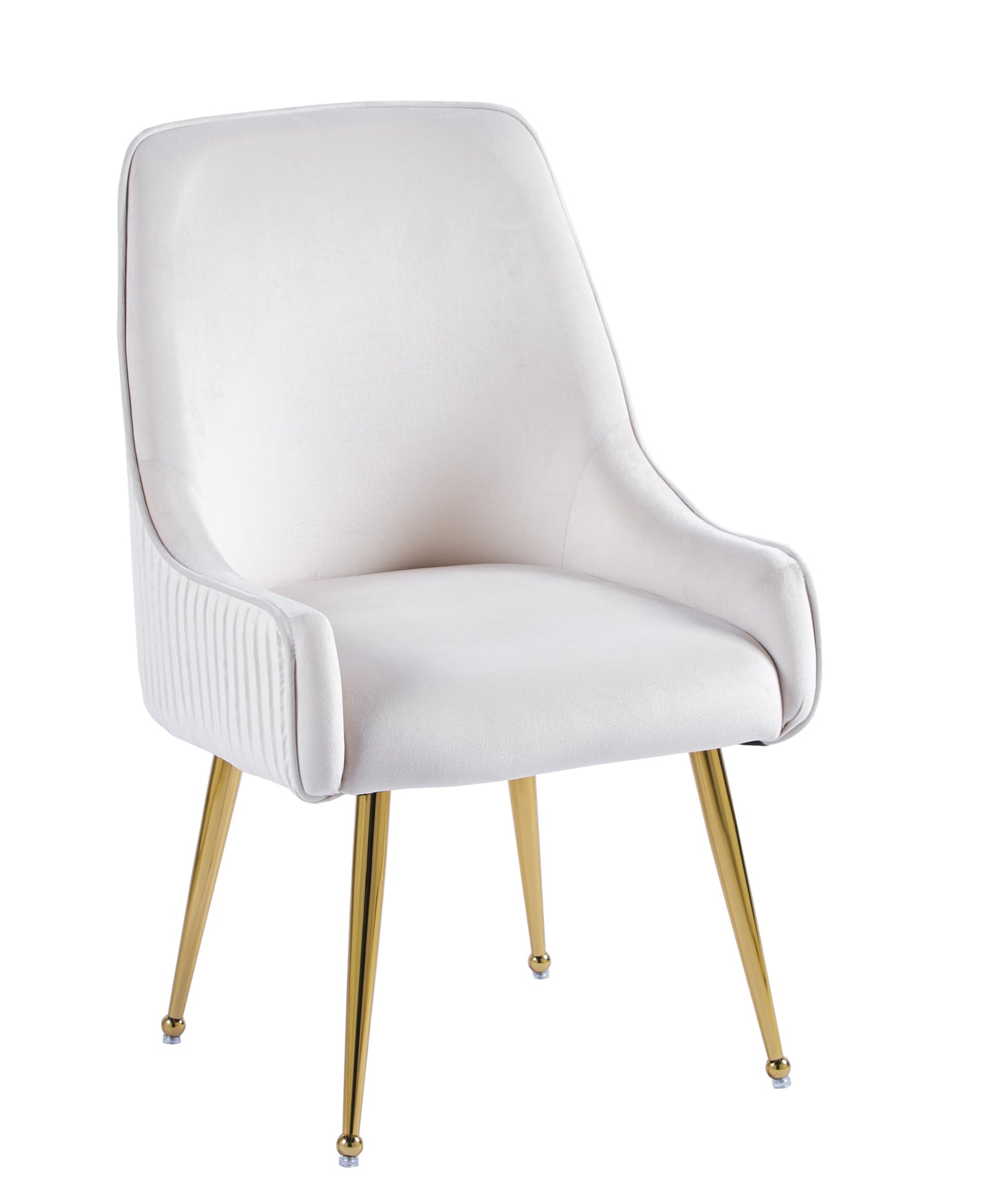 Chaise Luxury en Velours Beige avec Pieds Dorés – Élégance Haut de Gamme