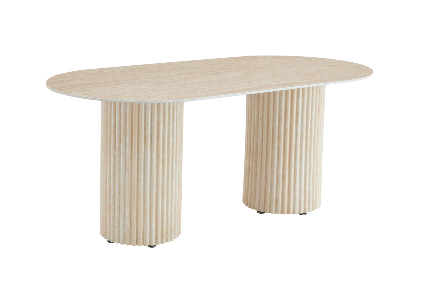 Table à manger Keysha 160x90x75 cm – Pieds métal et plateau céramique effet noyer