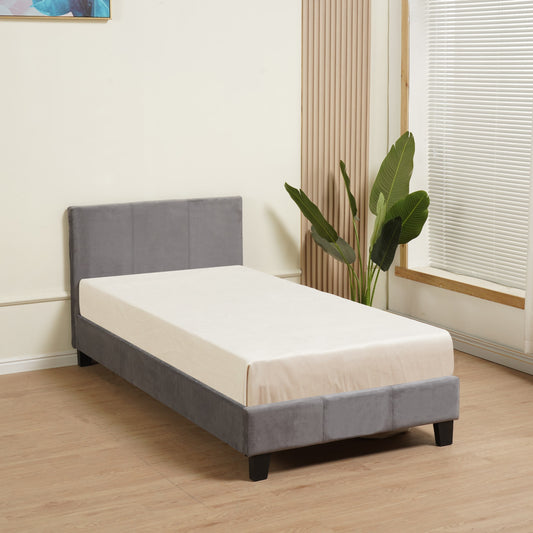 Lit Melbourne – Revêtement Velours Gris 90x190 cm