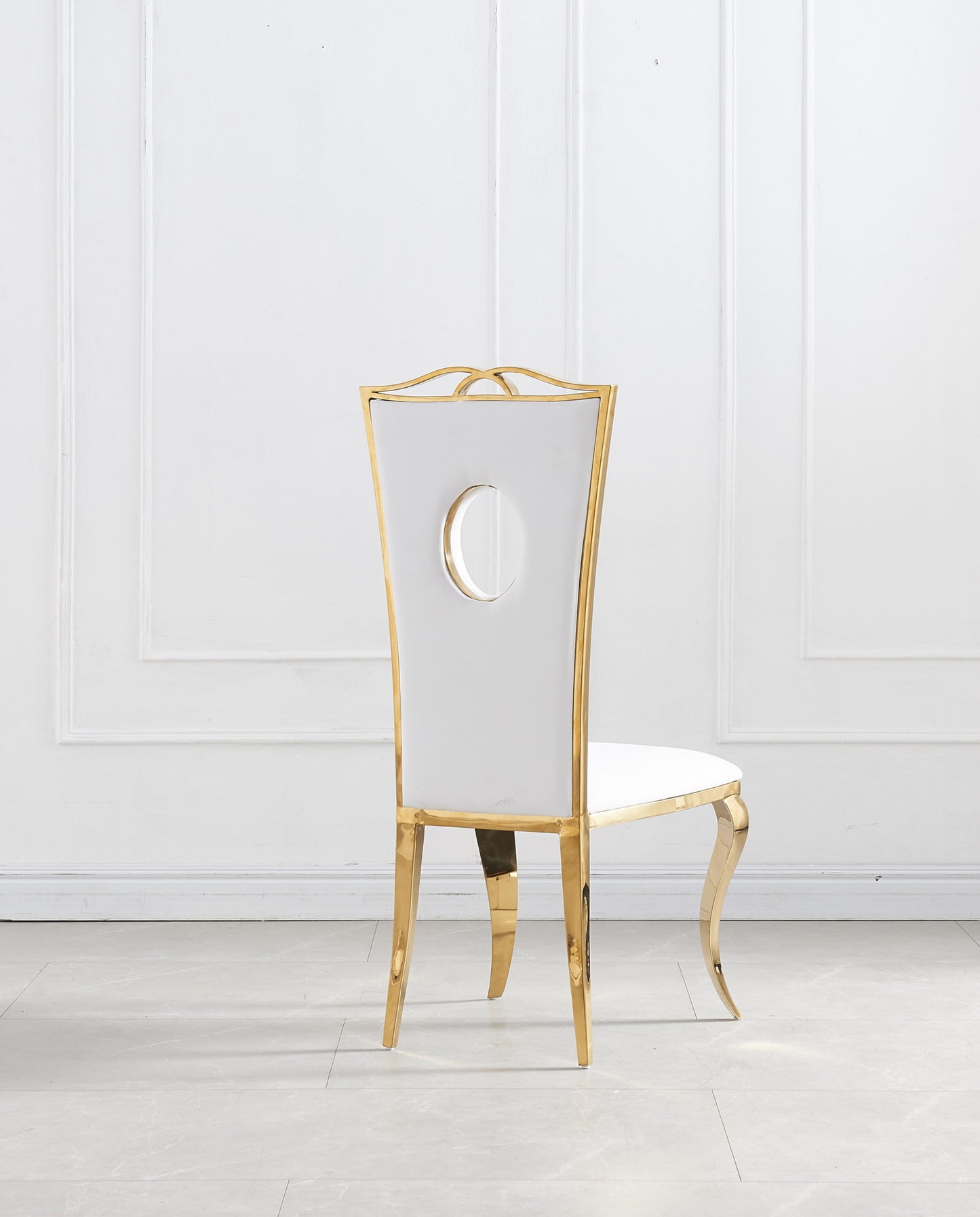 Chaise Royal en Similicuir Blanc avec Pieds Dorés – Élégance et Confort