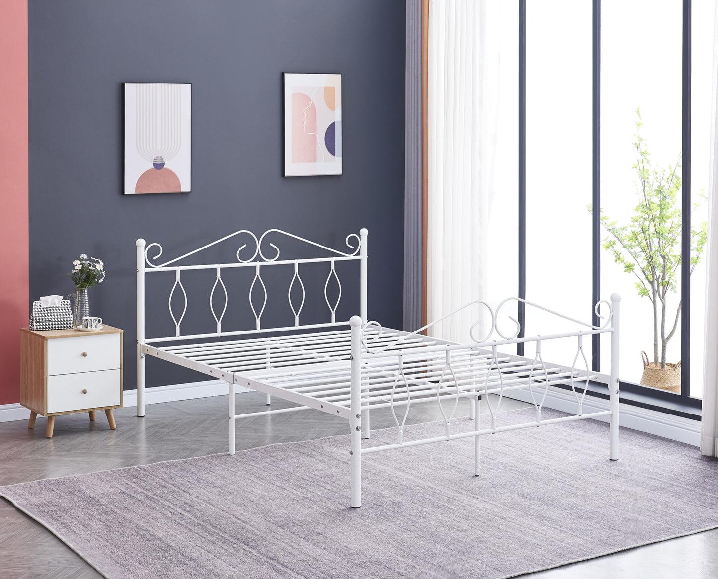 Lit en métal blanc « Julie » – Design élégant et robuste