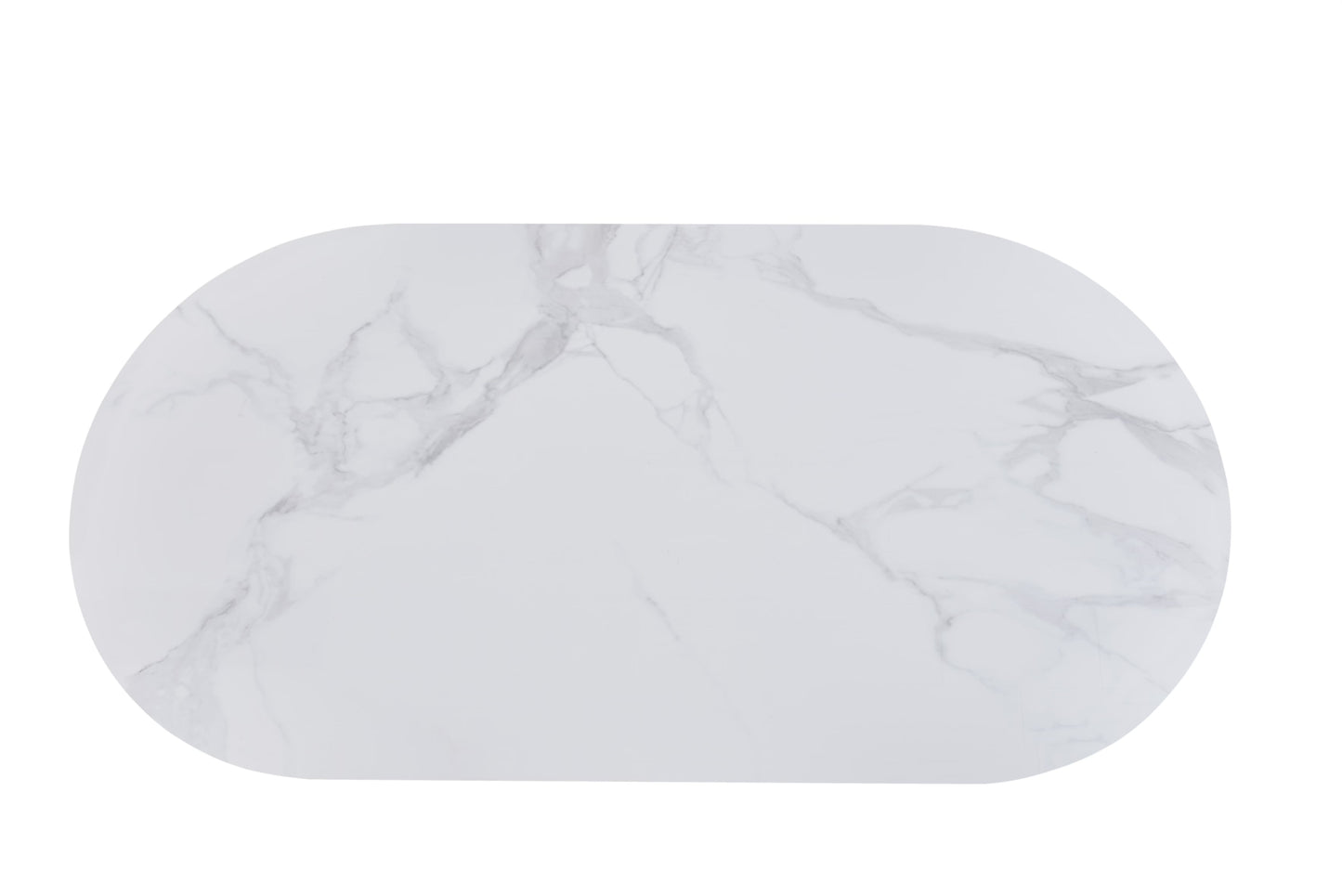 Table Venezia – Pieds beige et plateau céramique effet marbre blanc
