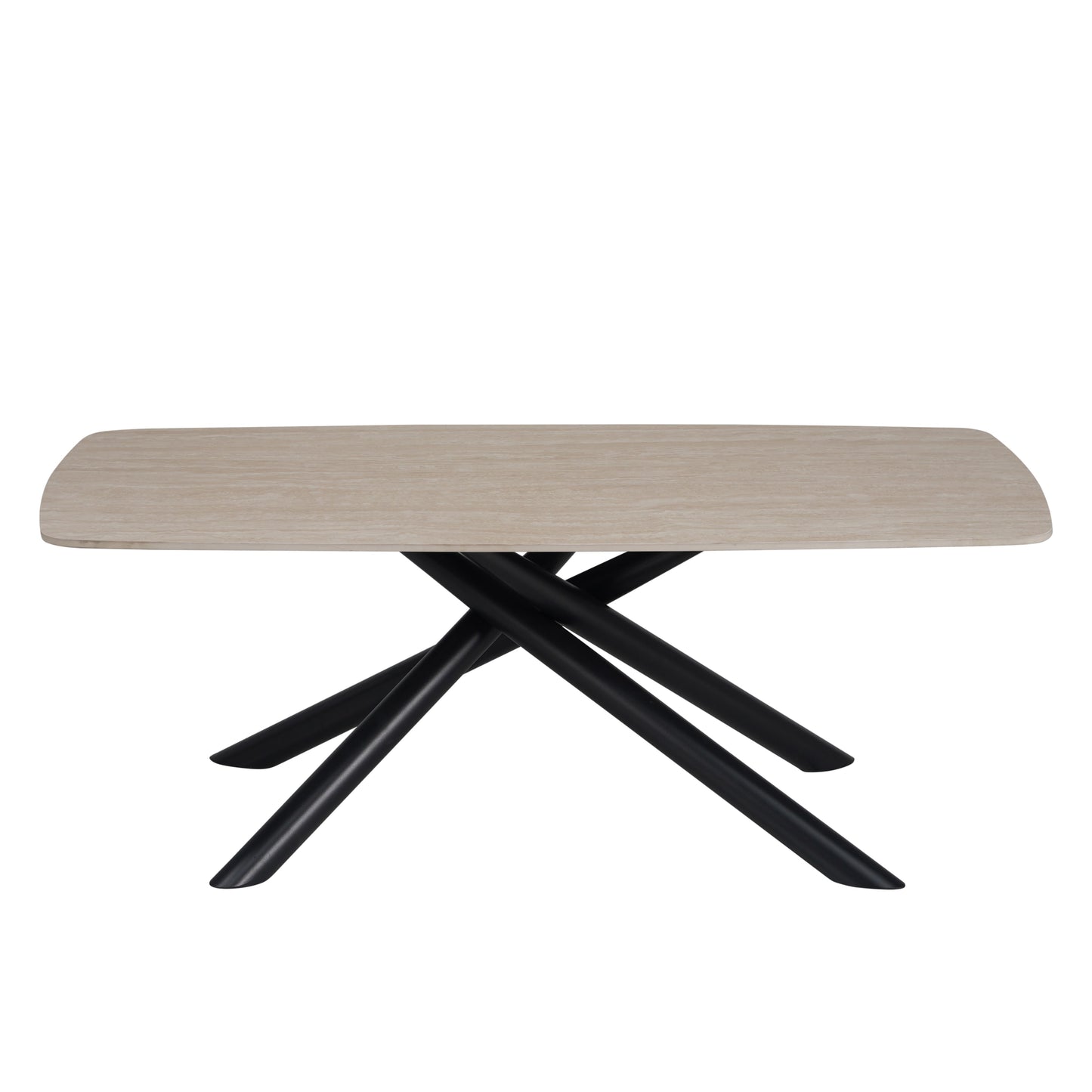 Table Basse Nysa – Pieds en Métal Noir & Plateau en Céramique 120x70x45 cm