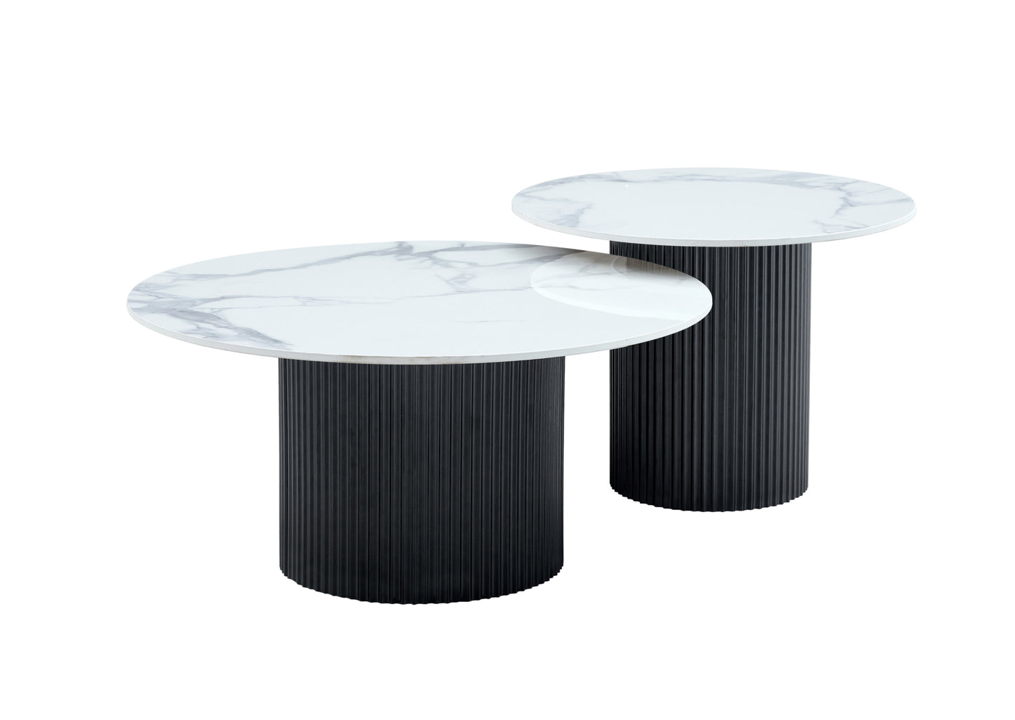 Tables Basses Gigognes Mina – Plateaux Céramique Effet Marbre Blanc 60x45 cm & 80x38 cm