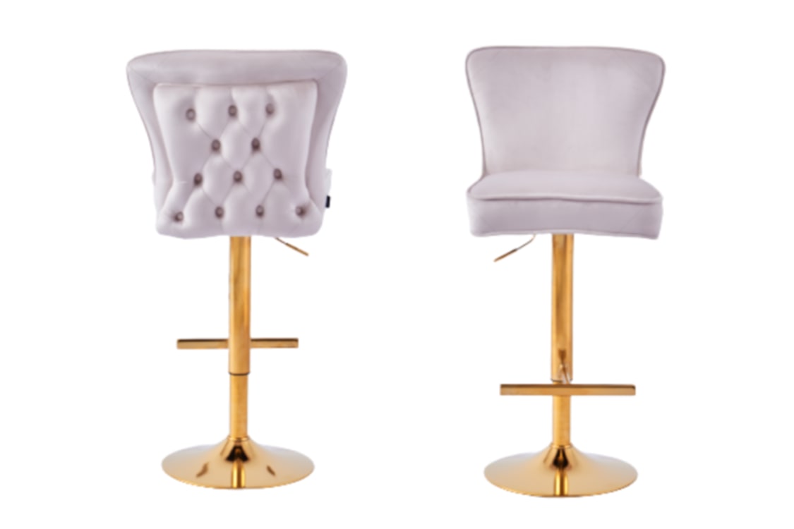 Tabouret de Bar Gabrielle avec Pieds Dorés – Chic et Confortable