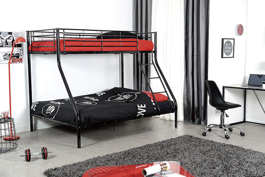 Lit Superposé Noir – 90x190 cm + 140x190 cm