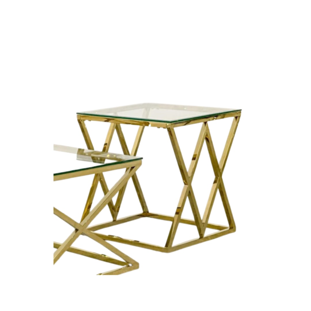 Guéridon Triangle Gold – Plateau 50x50 cm