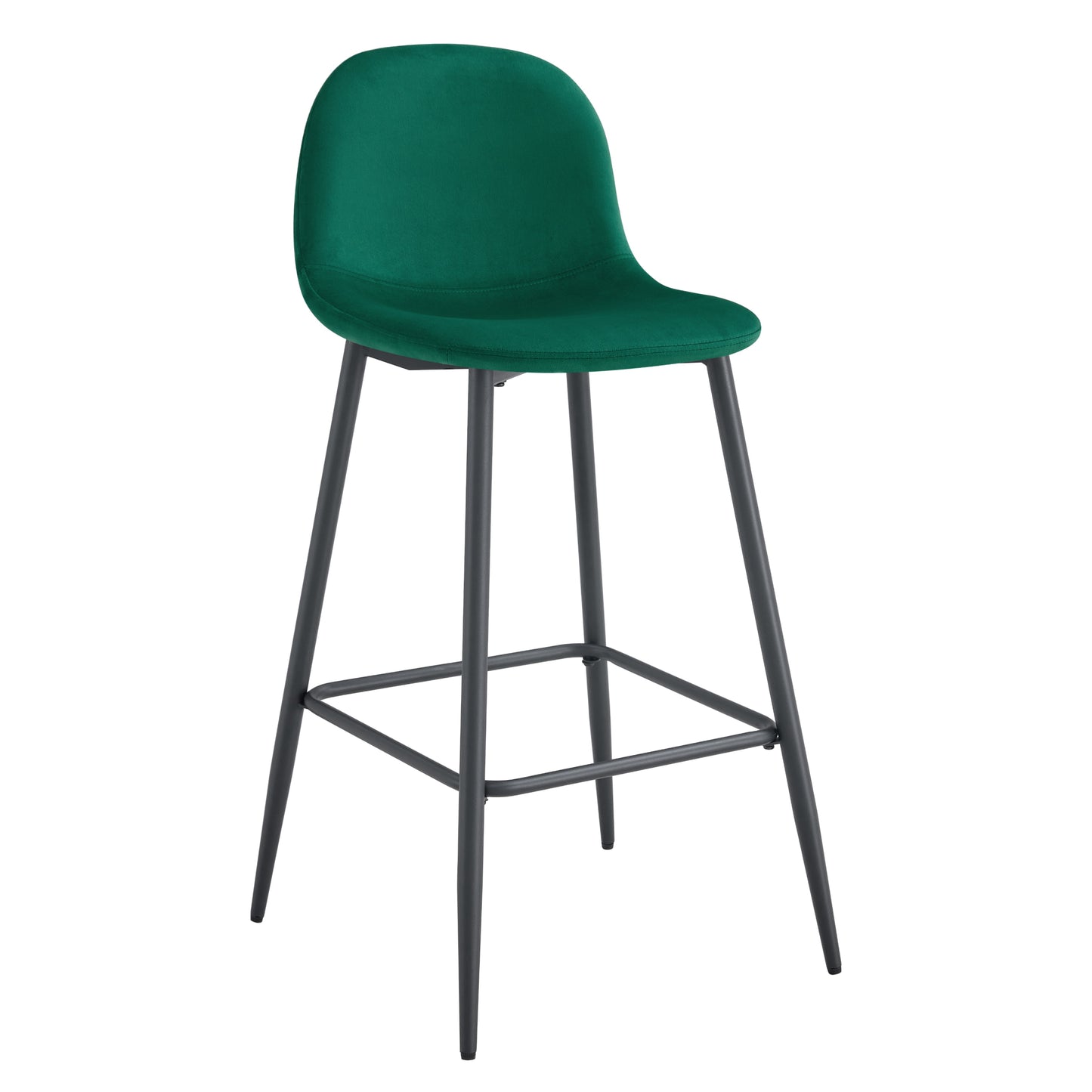 Tabouret de Bar Scandinave en Velours avec Pieds en Métal Noir – Élégance Moderne