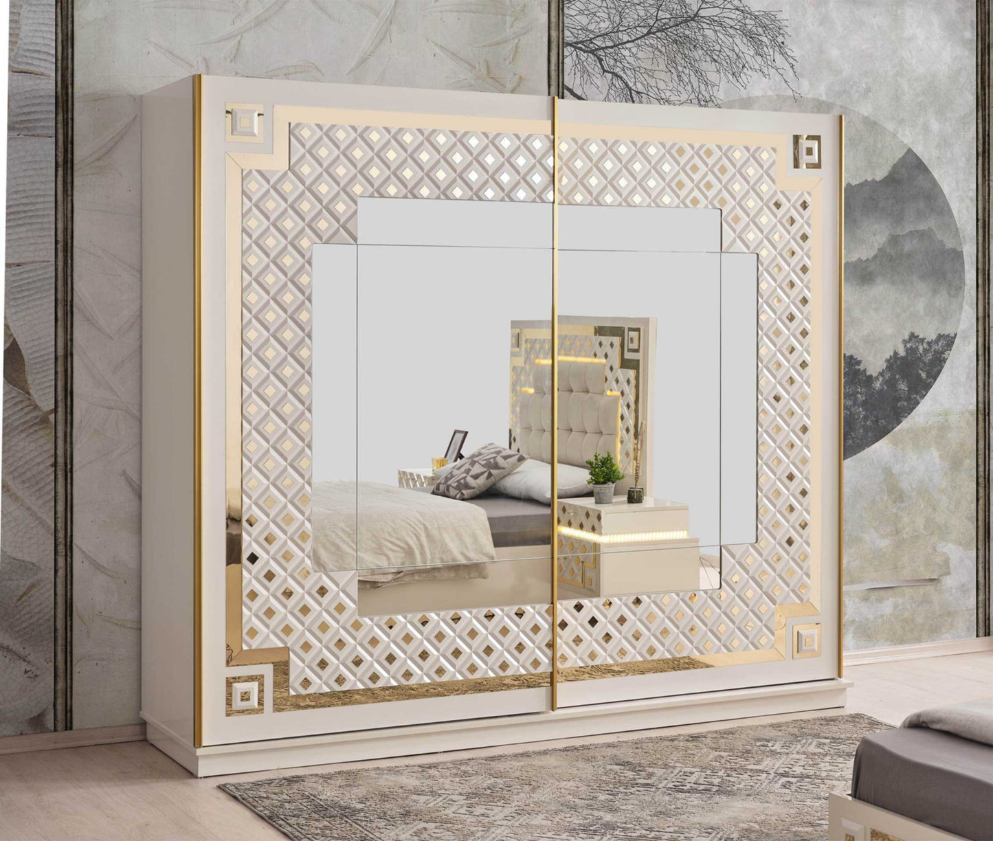 Chambre à coucher Cristal Gold – Élégance et luxe contemporain