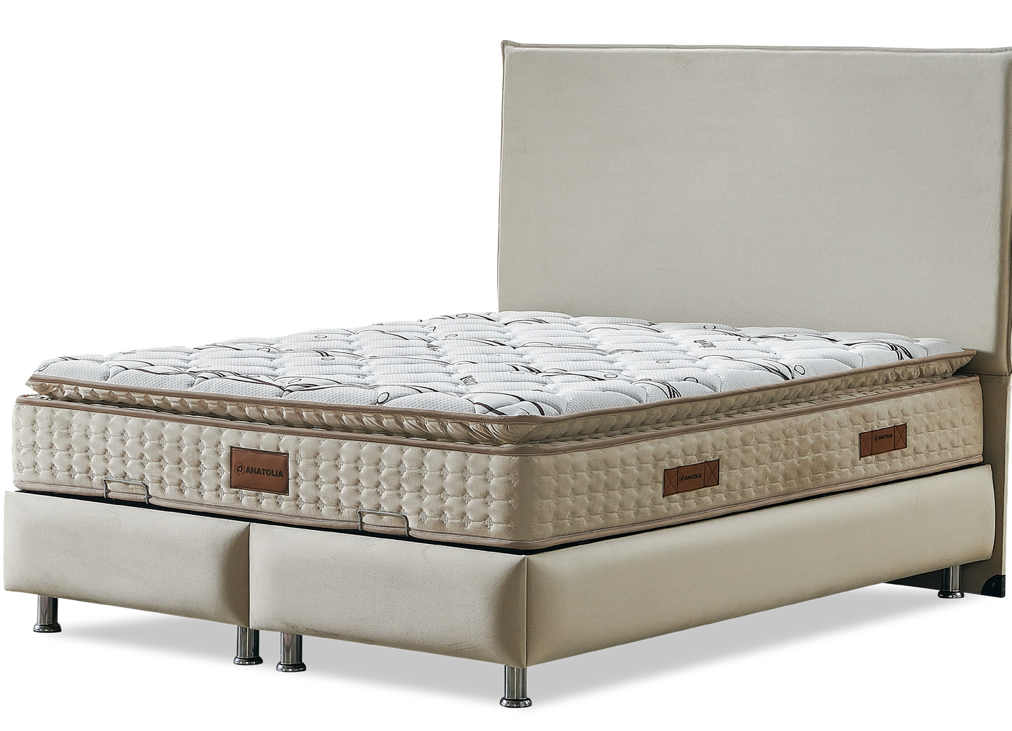 Lit Simo double coffre design moderne avec tête de lit élégante