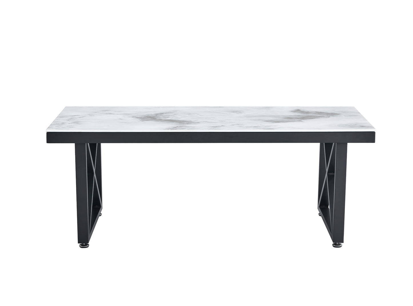 Table Basse Levanto – Pieds Métal Noir & Plateau Marbre Beige 120x60x45 cm