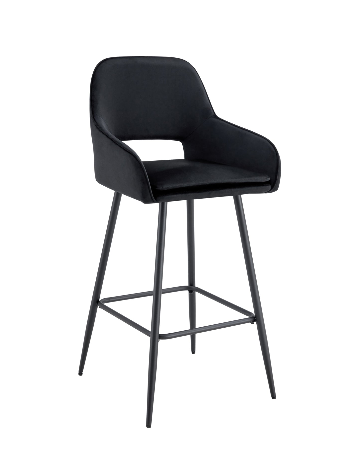 Tabouret de Bar Athena en Velours avec Pieds en Métal Noir – Style et Confort