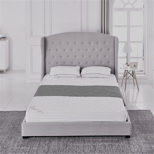 Lit « Bergérac » en Gris – 140x190 cm