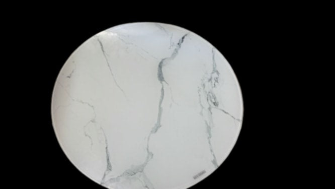 Plateau Rond en Verre et Marbre Blanc – Élégance et Raffinement
