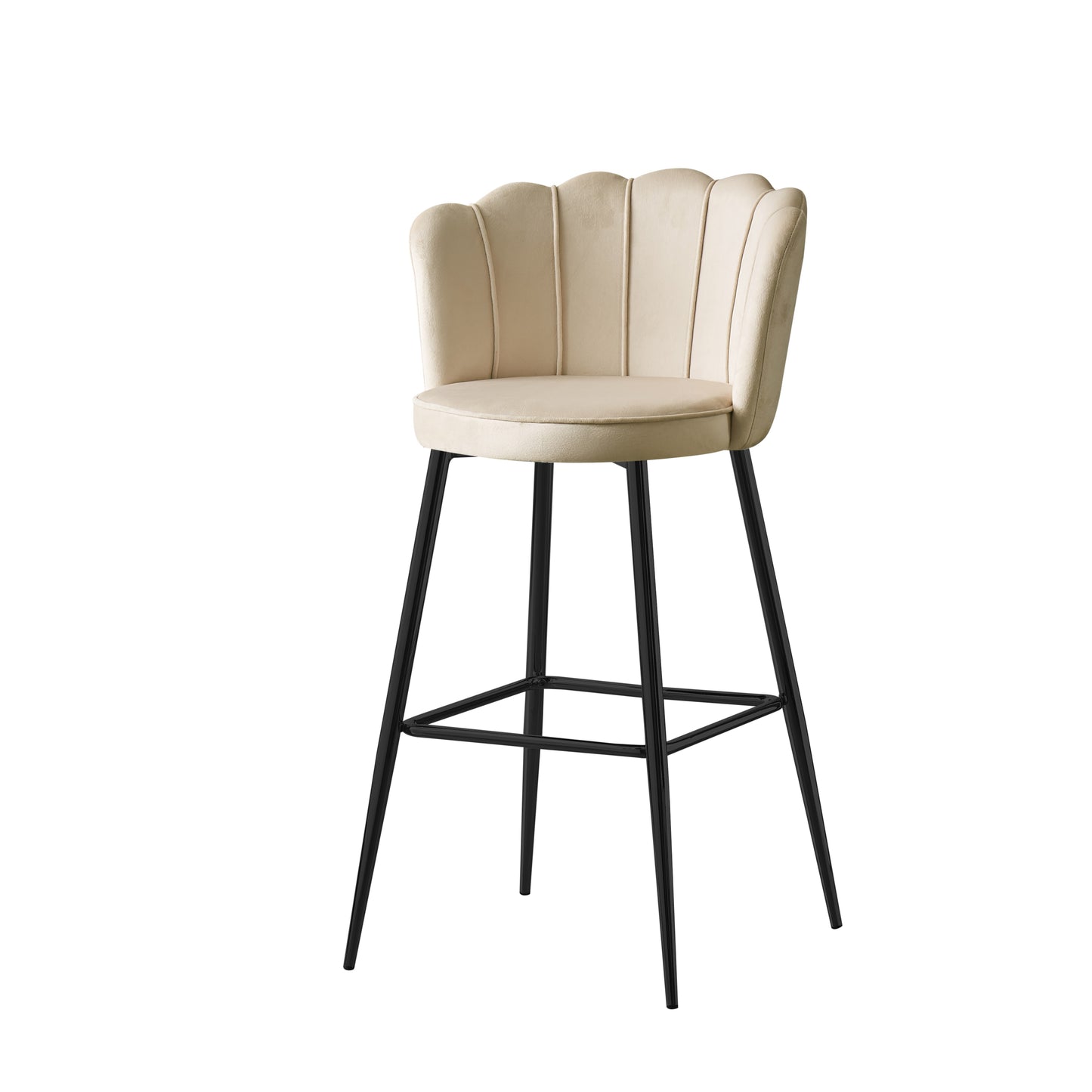 Tabouret de Bar Nymphea en Velours avec Pieds en Métal Noir – Hauteur 65 cm