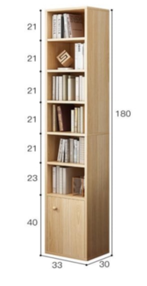 Bibliothèque Woodline – Bois Naturel 180x33x30 cm