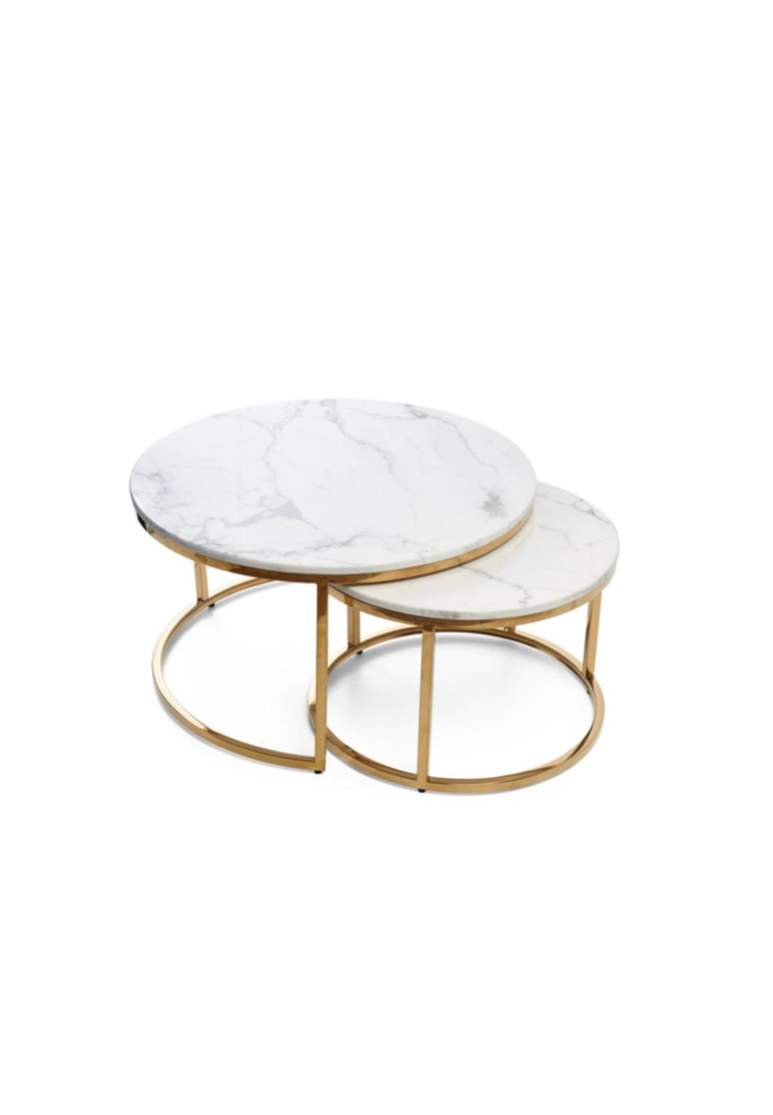 Tables Basses Gigognes – Pieds Gold & Plateaux Marbre Blanc 80x45 cm