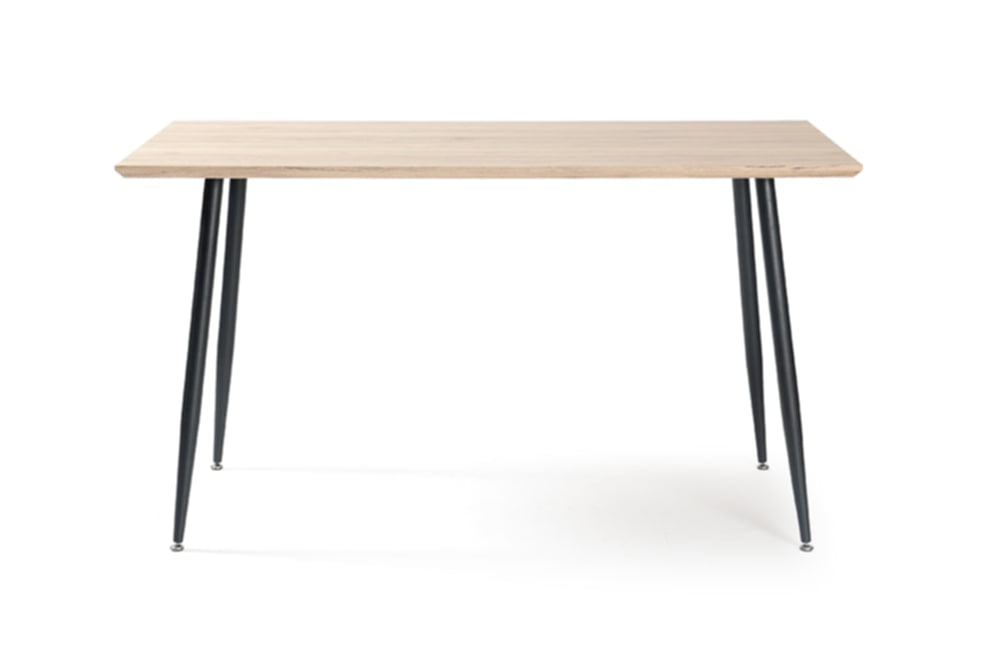 Table repas Ammo – Pieds métal noir et plateau en chêne griffé 120x70 cm