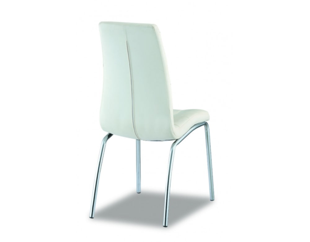 Chaise Emma en Similicuir Blanc avec Pieds Métal