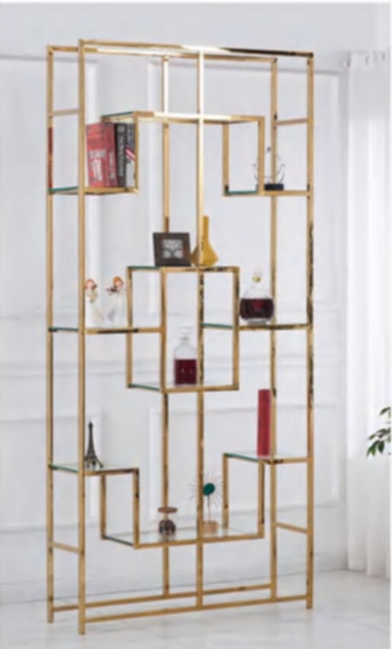 Étagère Richmont – Pieds Gold & Plateaux Transparants 100x30x180 cm