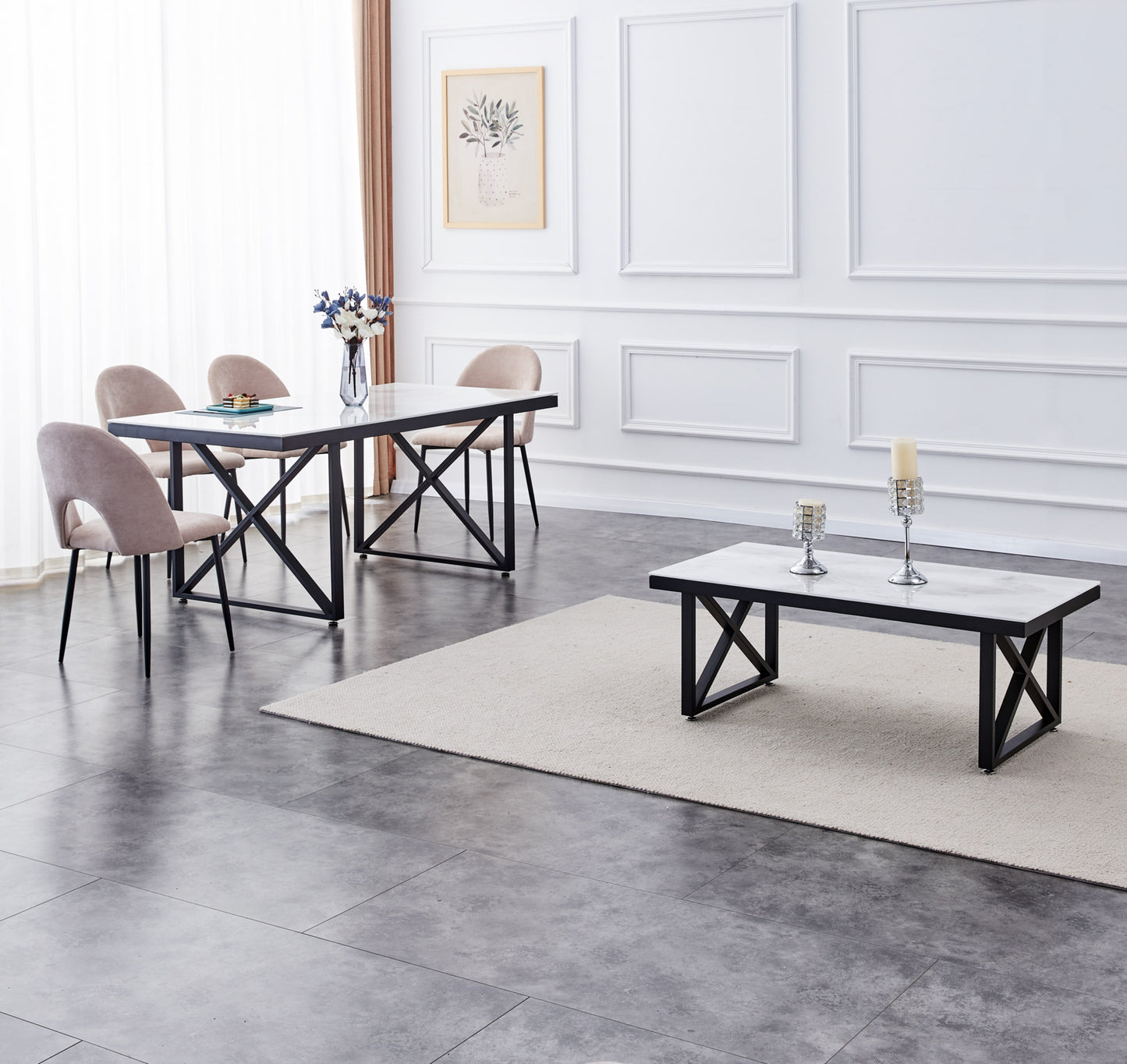 Table repas Levanto – Pieds métal noir et plateau 180x90x75 cm