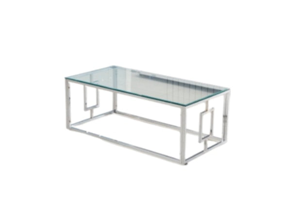 Table Basse Sophie – Chrome & Plateau Transparent 120x60x45 cm