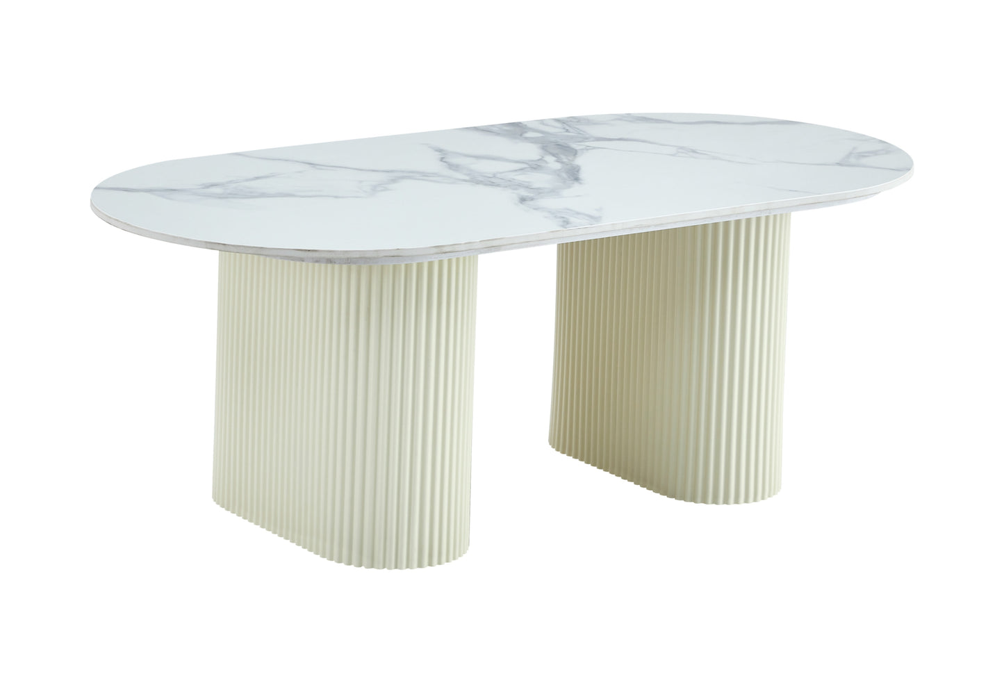 Table Basse Roxy – Pied Beige & Plateau Céramique 120x60x45 cm