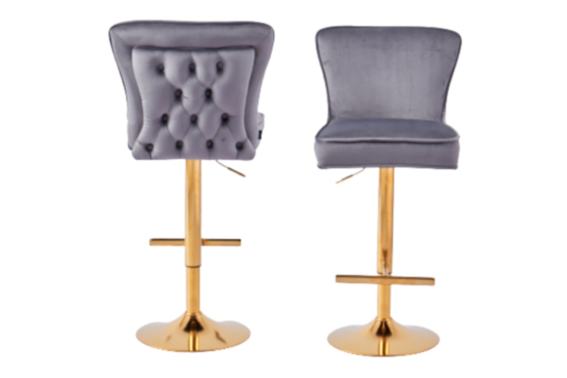Tabouret de Bar Gabrielle avec Pieds Dorés – Chic et Confortable