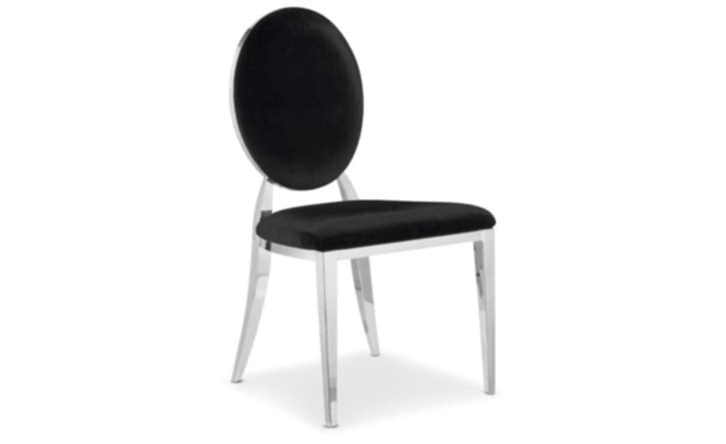 Chaise Médaillon en Velours Noir – Élégance Classique et Confort
