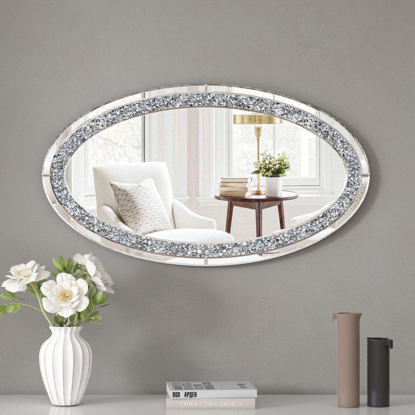 Miroir Éclat mural ovale 90x50 cm – Élégance et luminosité