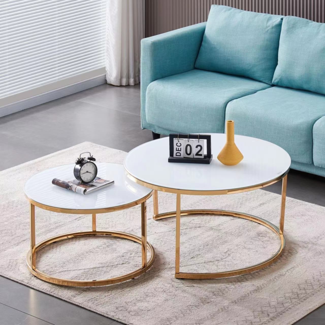 Table Basse Gigogne Gold – Plateau Verre Ultra Blanc