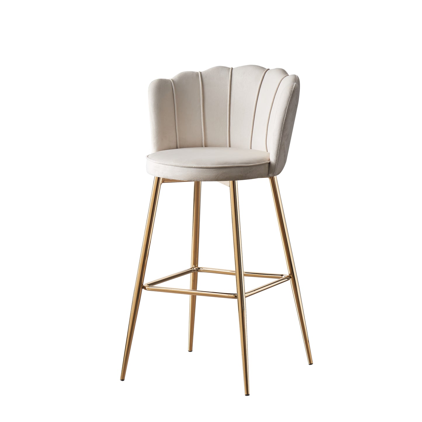 Tabouret de Bar Nymphea en Velours avec Pieds Dorés – Hauteur 65 cm