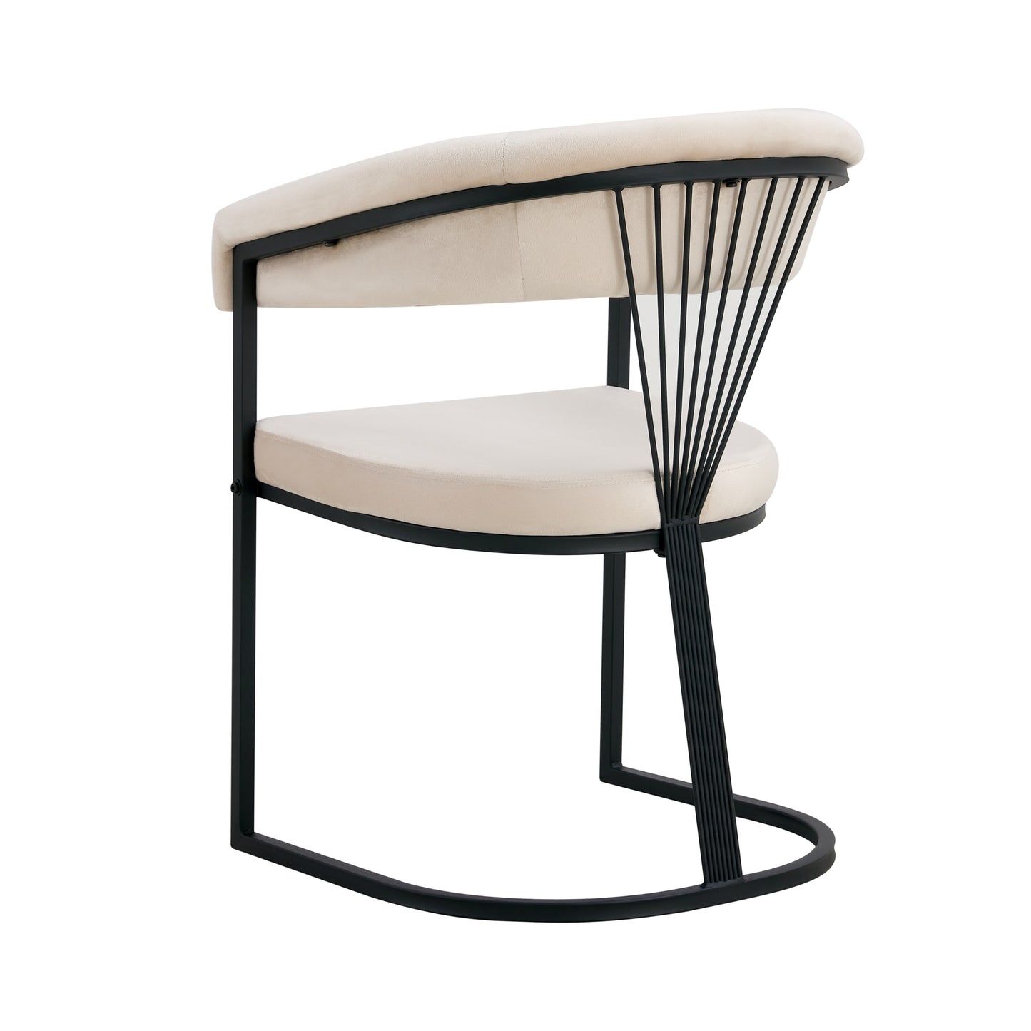 Chaise Brittany avec Accoudoirs en Velours Beige et Pieds Métal Noir – Élégance et Confort