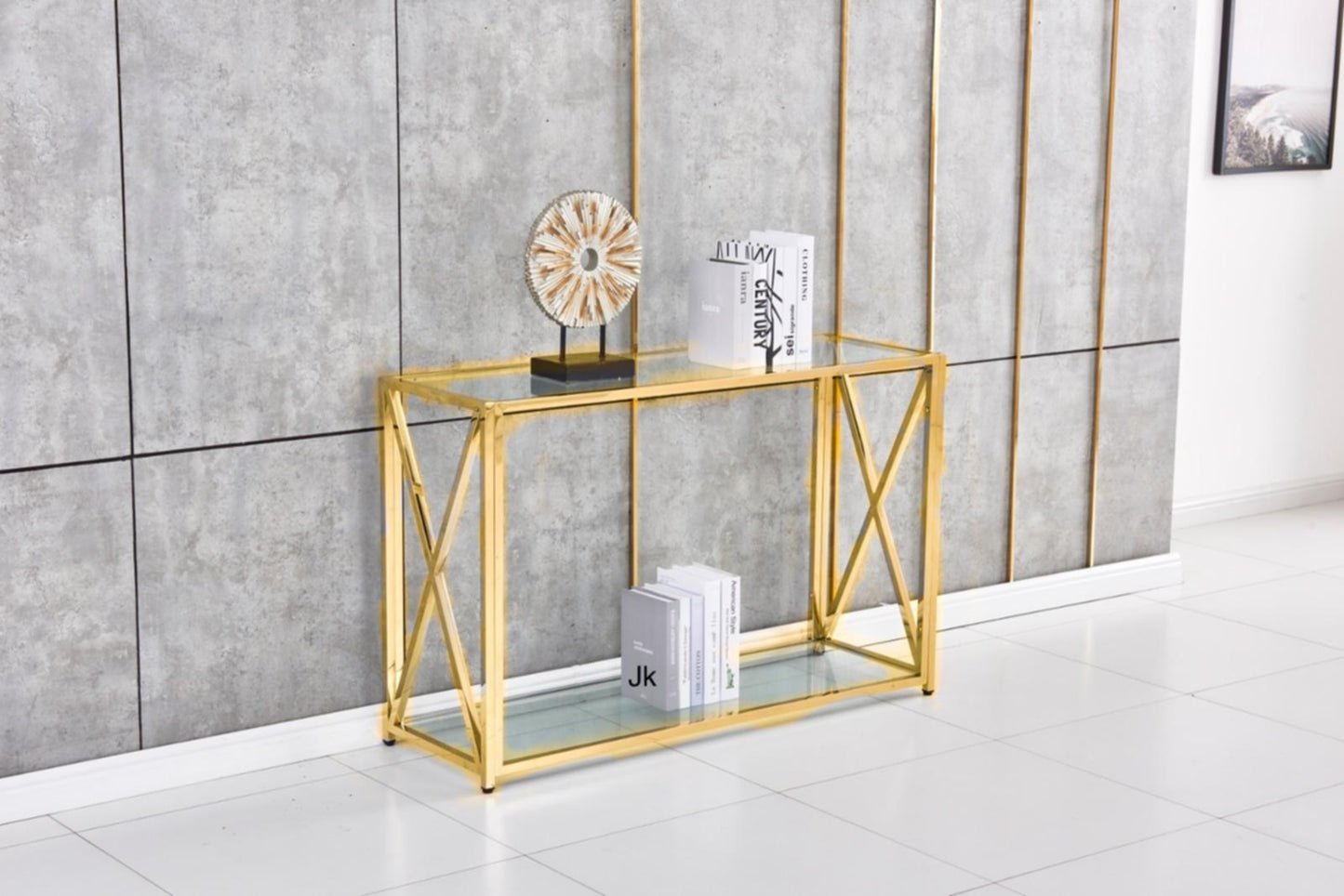 Console Kensy en Métal Doré – 120x40x78 cm
