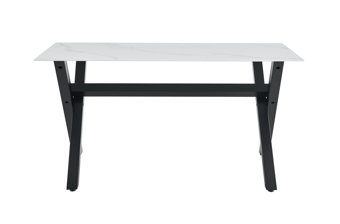 Table repas Ixe – Pieds métal et plateau effet marbre blanc 180x90x70 cm