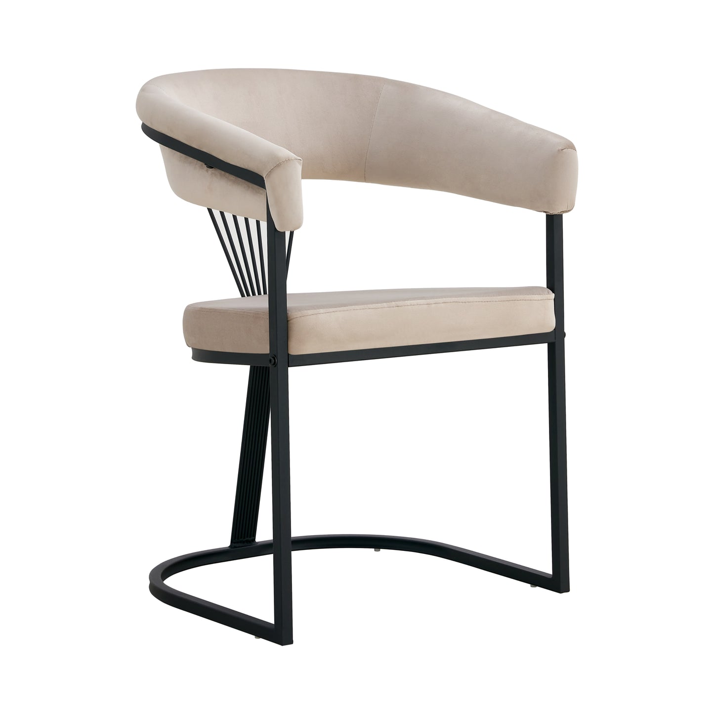 Chaise Brittany avec Accoudoirs en Velours et Pieds Métal Noir – Élégance et Confort