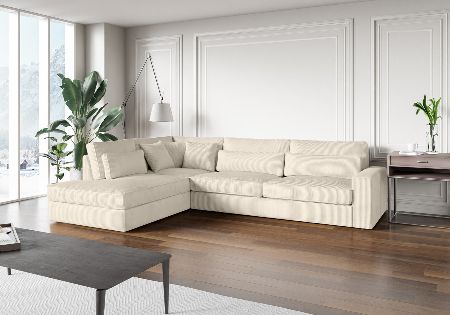 Canapé Bristola – Grand canapé d’angle Gauche moderne (315X230 cm)