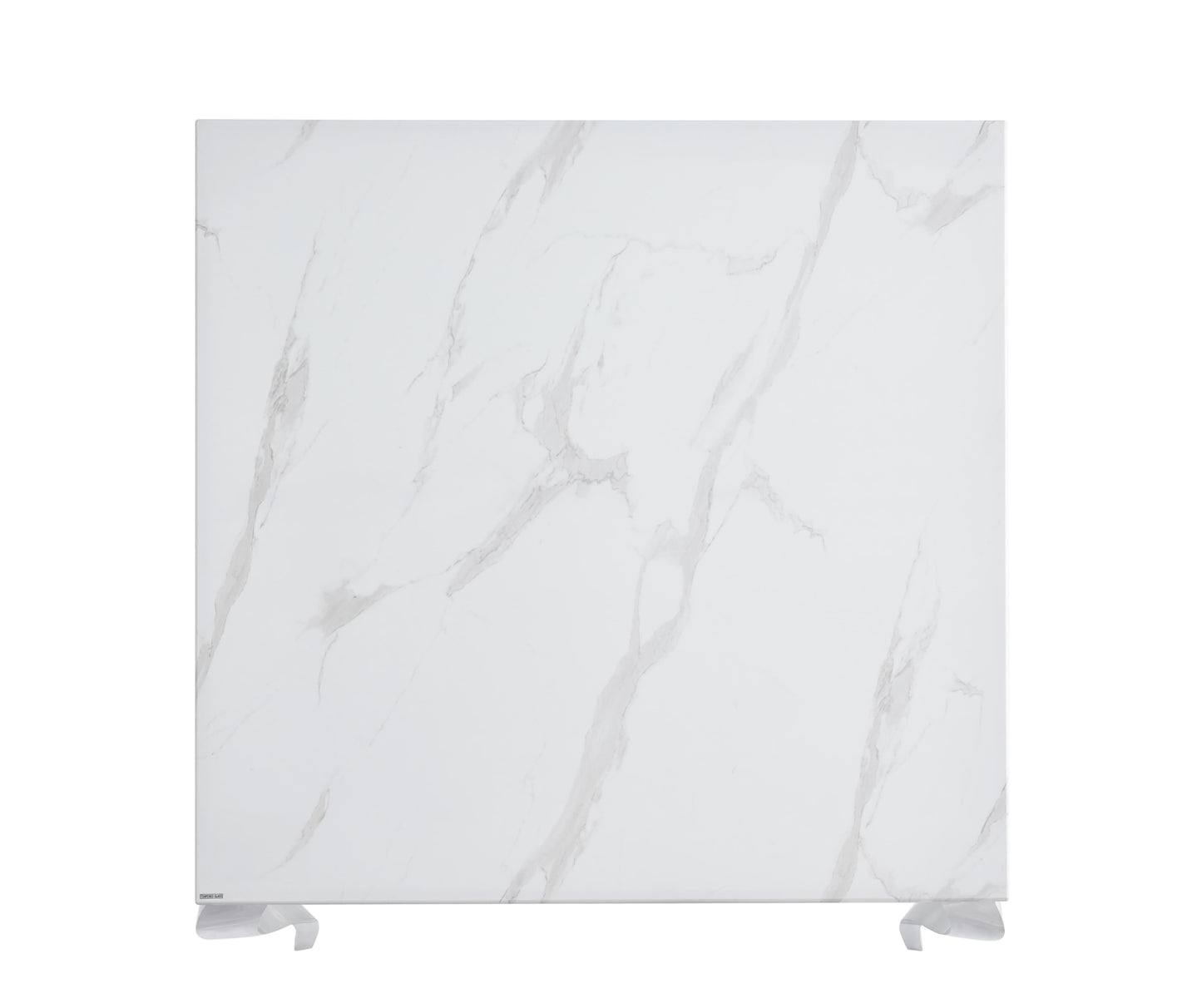 Table de Repas Baroque Carrée – Finition Chrome & Plateau en Marbre Blanc 140x140x75 cm